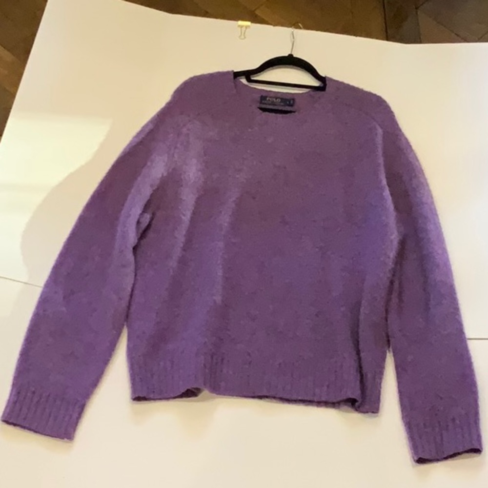 Polo Men’s Purple wool sweater with Suede Elbow Patches
